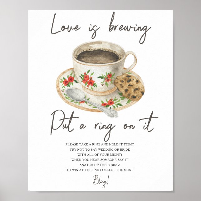 Affiche Coupe de café douche nuptiale Mettez une bague sur (Devant)