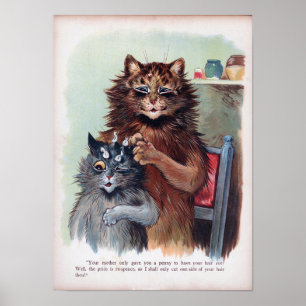 Affiche Coupe de cheveux de chat, Louis Wain
