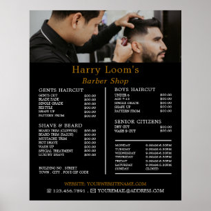 Affiche Coupe de cheveux stylée, Liste de prix des barbier