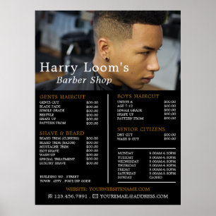 Affiche Coupe de cheveux tendance, Liste de prix des barbi