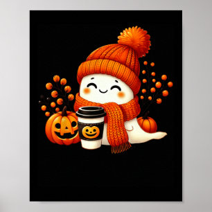 Affiche Coupe d'épices Citrouille Ghost mignonne Halloween