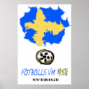 Affiche Coupe du monde du football Suède 1958