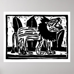Affiche Coupe Lino Lion noir et blanc