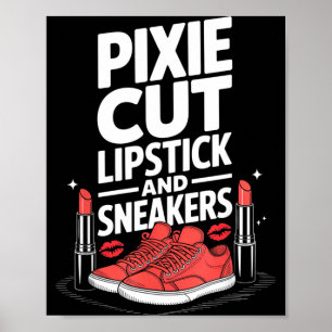 Affiche Coupe pixie rouge à lèvres et baskets coupe de che