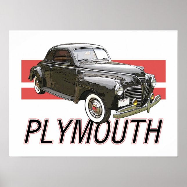 Affiche Coupe Plymouth 1941 avec graphisme et texte. (Devant)