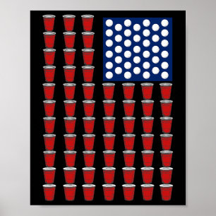 Affiche Coupe Solo Rouge Tendance 4 Juillet Beer Pong Drap