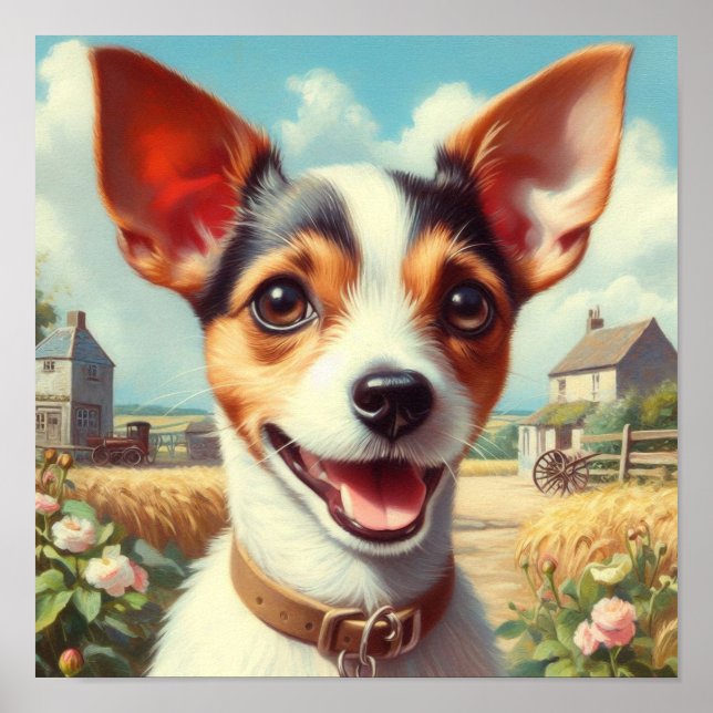 Affiche Coupe Toy Fox Terrier Peinture (Devant)