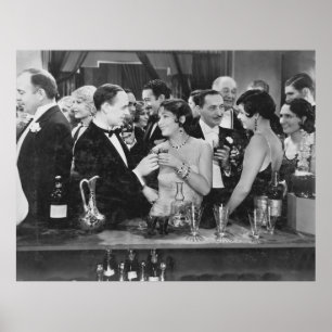 Affiche Couple à boire au bar bondé