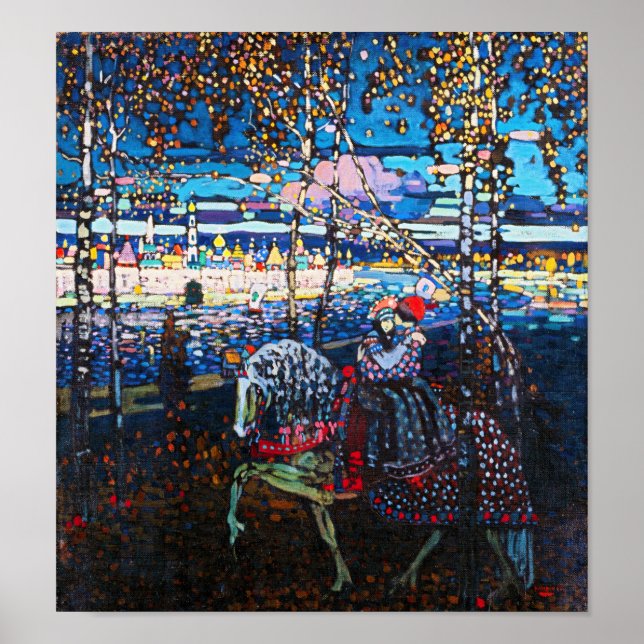 Affiche Couple à cheval blanc, Wassily Kandinsky (Devant)