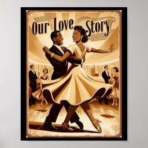 Affiche Couple africain-américain vintage dansant la Saint