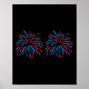 Affiche Couple Américain Drôle de Feux d'Artifice Juste Ic