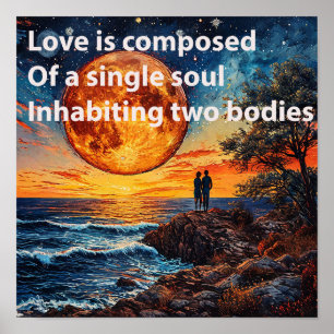Affiche 🌊 Couple Amour Coucher de Soleil Marin Citation d