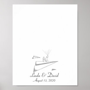 Affiche Couple assis sur un avion en papier empreinte digi