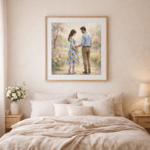 Affiche Couple attendant Style Impressionniste Art 