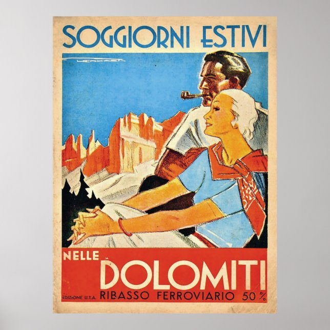 Affiche Couple aux Dolomites Alpes, Italie (Devant)