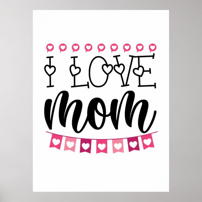 Affiche Couple Cadeau I Love Maman (Devant)