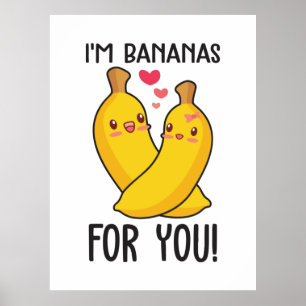 Affiche Couple Cadeau Je Suis Des Bananes Pour Vous