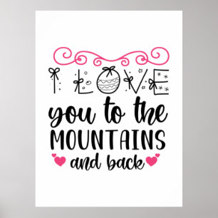Affiche Couple Cadeau Je T'Aime À La Montagne Et De Retour