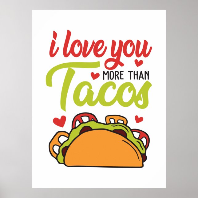 Affiche Couple Cadeau Je T'Aime Plus Que Tacos (Devant)