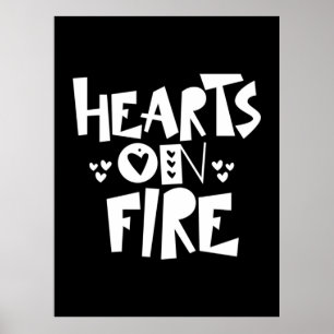 Affiche Couple Coeurs D'Art En Feu