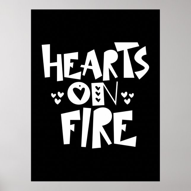 Affiche Couple Coeurs D'Art En Feu (Devant)