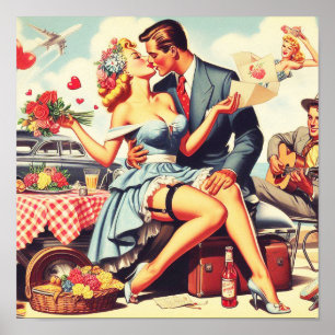 Affiche Couple d'amour rétro