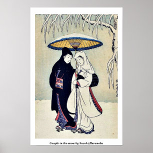 Affiche Couple dans la neige par Suzuki, Harunobu