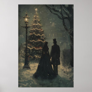 Affiche Couple d'arbre de Noël victorien - Imprimable arti