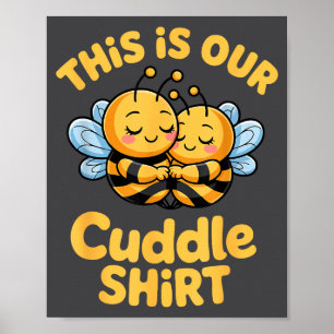 Affiche Couple de abeilles mignonnes à câliner drôle assor
