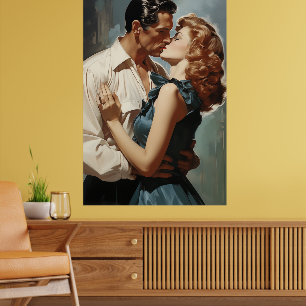 Affiche Couple de baiser vintage