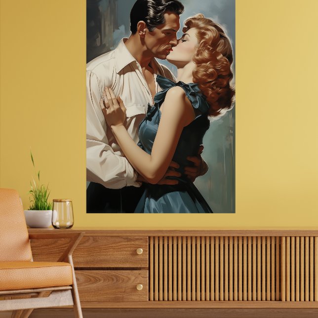 Affiche Couple de baiser vintage (Salon 2)