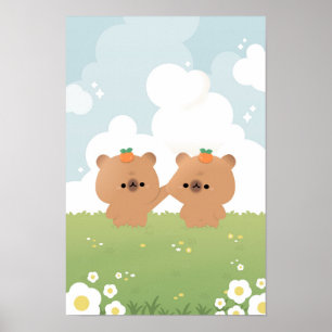 Affiche Couple de Capybara romantique