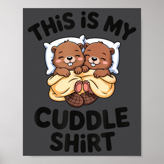 Affiche Couple de castors drôles C'est mon câlin  (Devant)
