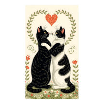 Couple de chats amoureux du coeur floral