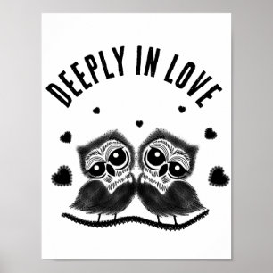 Affiche Couple de chouettes mignonnes