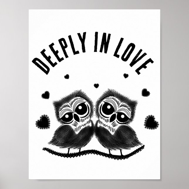 Affiche Couple de chouettes mignonnes (Devant)