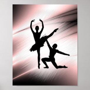 Affiche Couple de danse de ballet accent rose