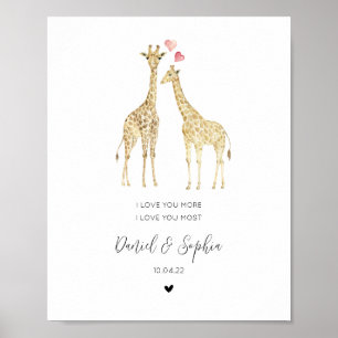 Affiche Couple de la Giraffe mignonne en amour Anniversair