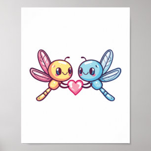 Affiche couple de libellules amoureux couple