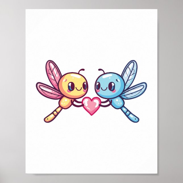 Affiche couple de libellules amoureux couple (Devant)