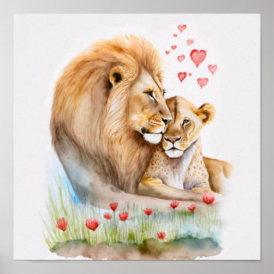 Tableau toile imprimée Lion Love - Décoration murale