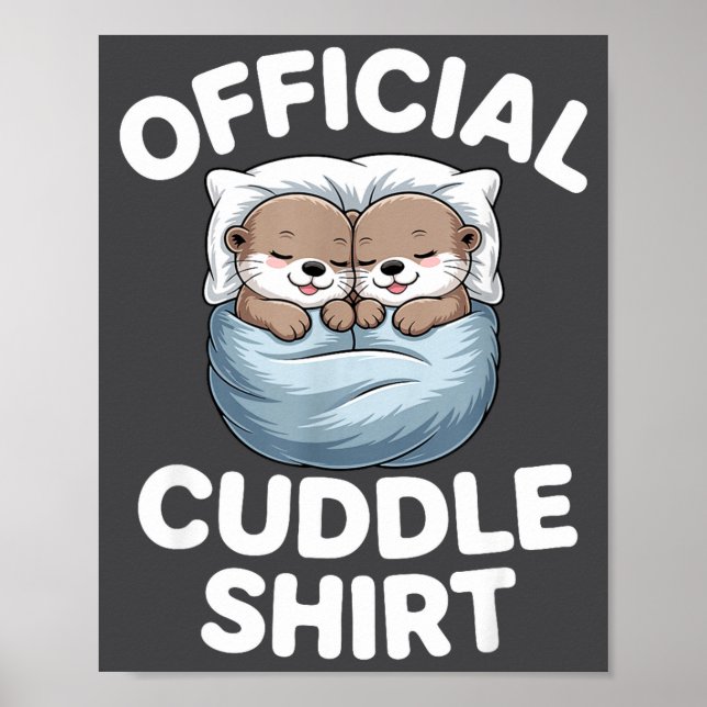 Affiche Couple de loutres mignonnes câlin douillet  (Devant)