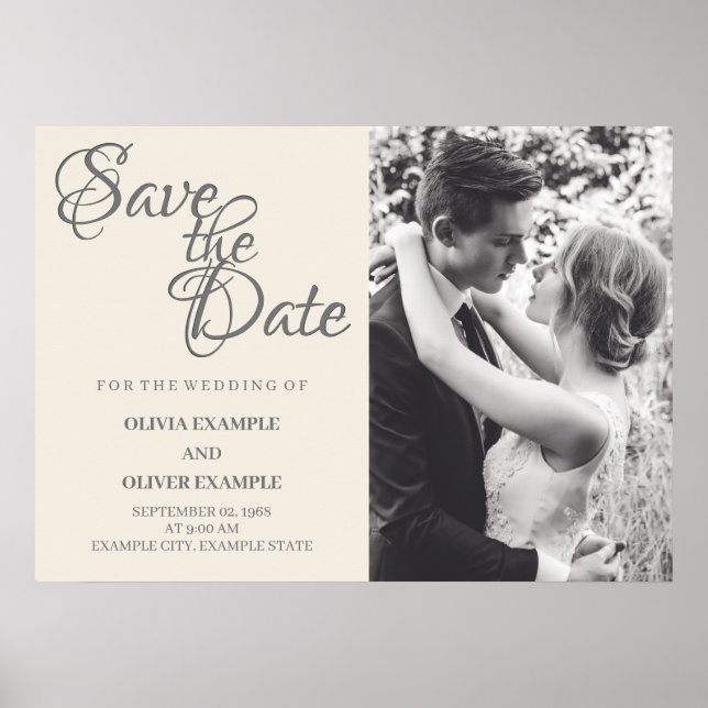 Affiche Couple de mariés s'embrassant en monochrome (Devant)
