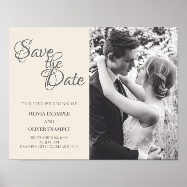 Affiche Couple de mariés s'embrassant en monochrome (Devant)