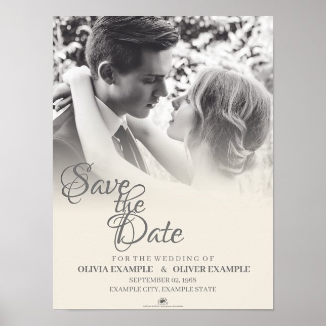 Affiche Couple de mariés s'embrassant en monochrome (Devant)