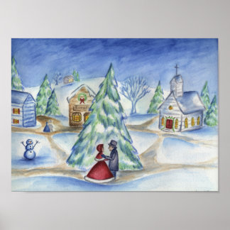 Affiche Couple de Noël victorien