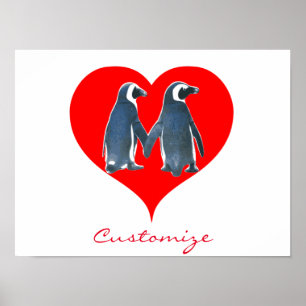 Affiche Couple de pingouin Inséparable Red Heart Thunder_C