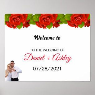 Affiche Couple de roses rouges élégantes Photo Bienvenue M