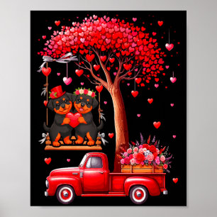 Affiche Couple de Rottweilers Cœurs de la Saint-Valentin A