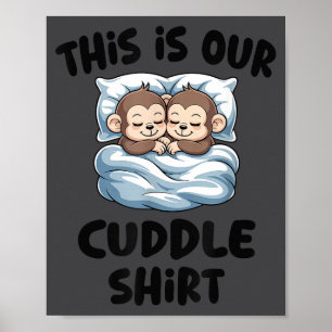 Affiche Couple de singe mignon c'est notre câlin